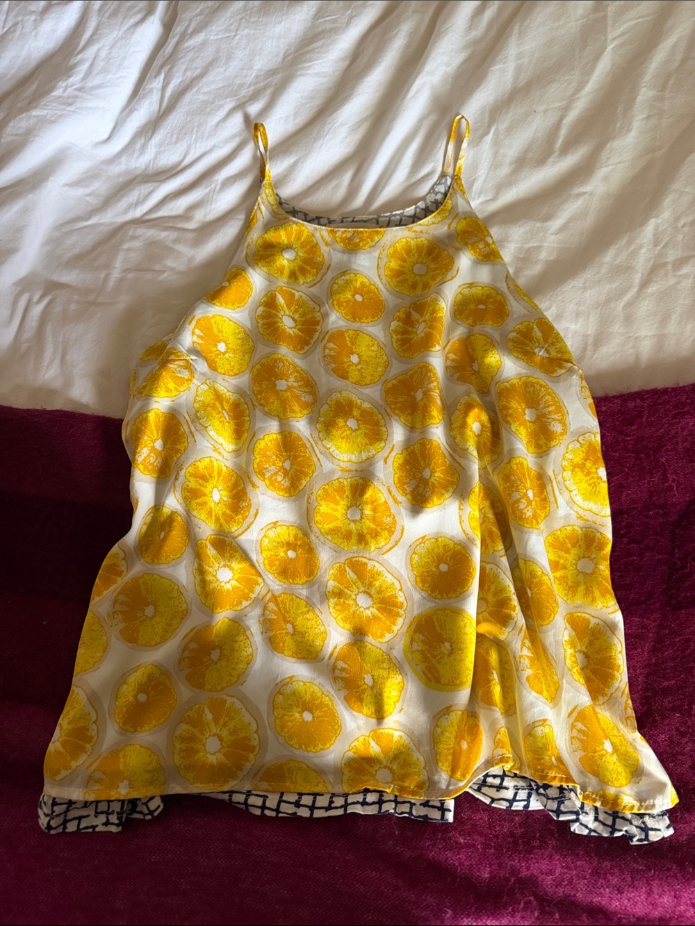 Yellow Citrus Print Spaghetti Strap Casual Tank Top